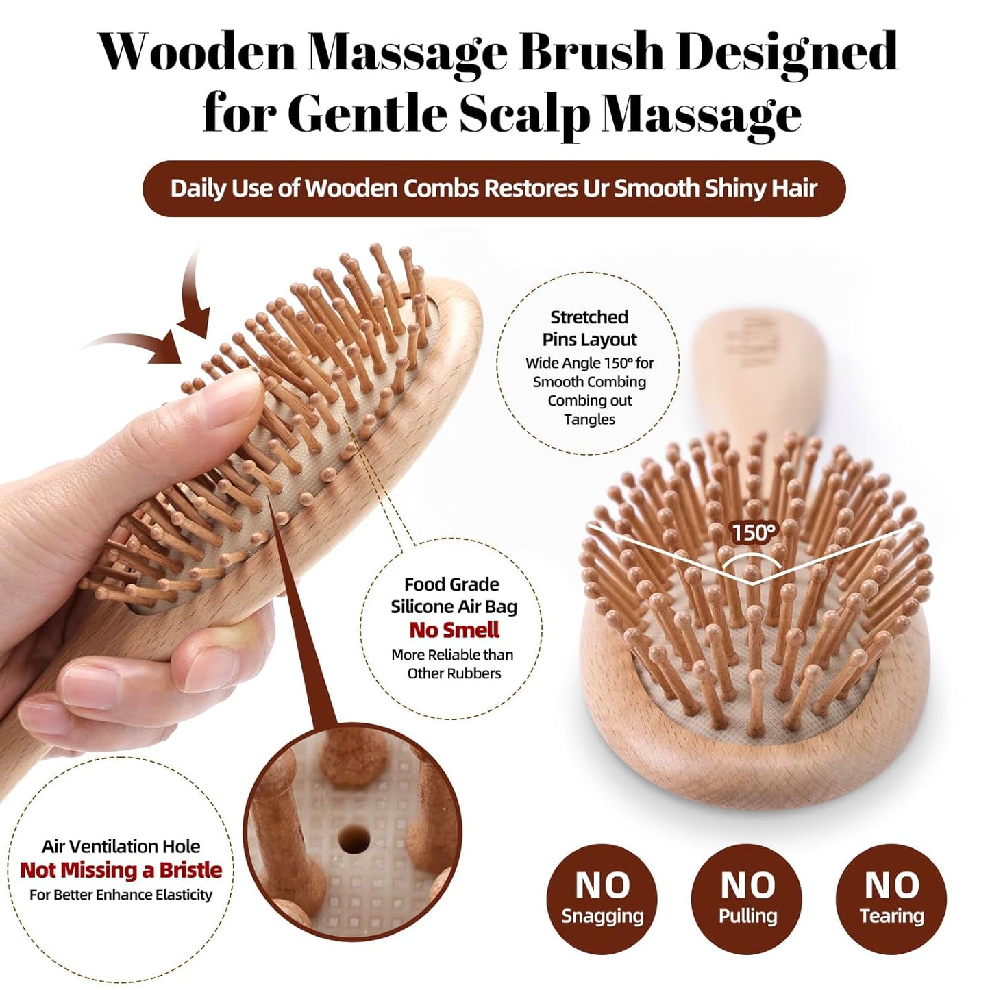 Anti-Frizz Wooden Comb